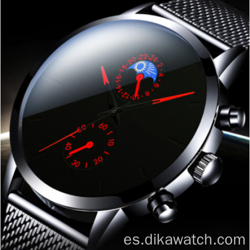 Reloj de cuero deportivo informal minimalista de Ginebra, relojes de pulsera analógicos simples negros para hombre, reloj de pulsera de Guangzhou de la marca china, venta al por mayor